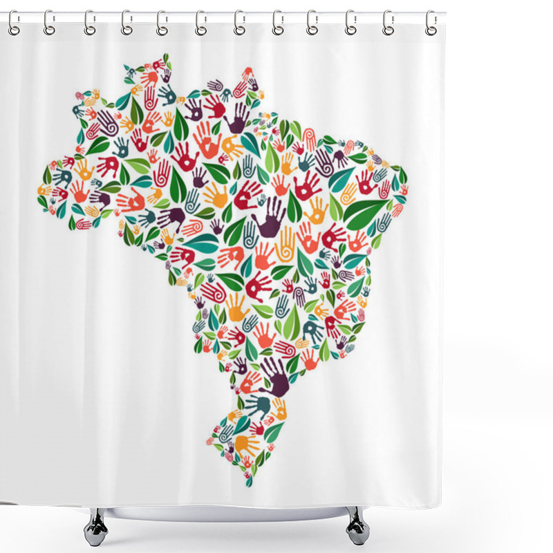 Personality  Brazil Hand Print Social Environment Help Concept Shower Curtains