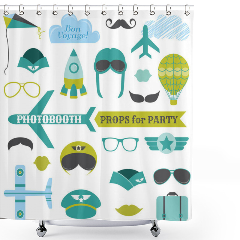 Personality  Airplane Party Set - Photobooth Props - Glasses, Hats, Planes Shower Curtains