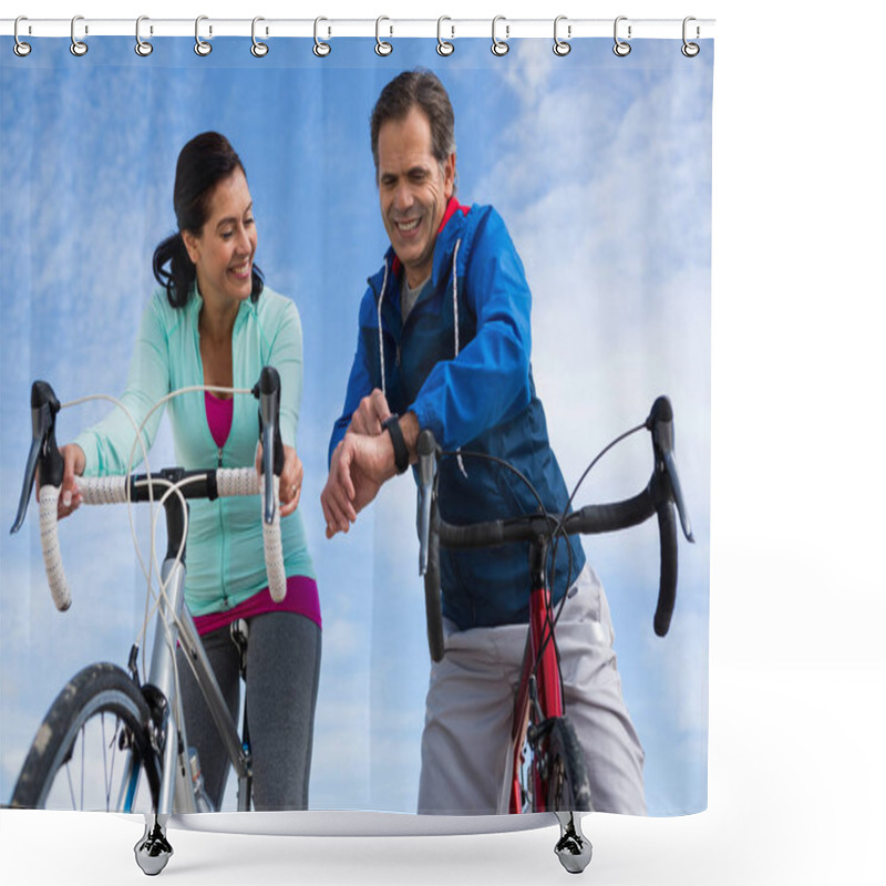 Personality  Couple Leaning On Bicycle Shower Curtains