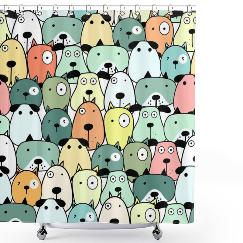 Personality  Cute Dog Seamless Pattern Background. Vector Illustration. Shower Curtains