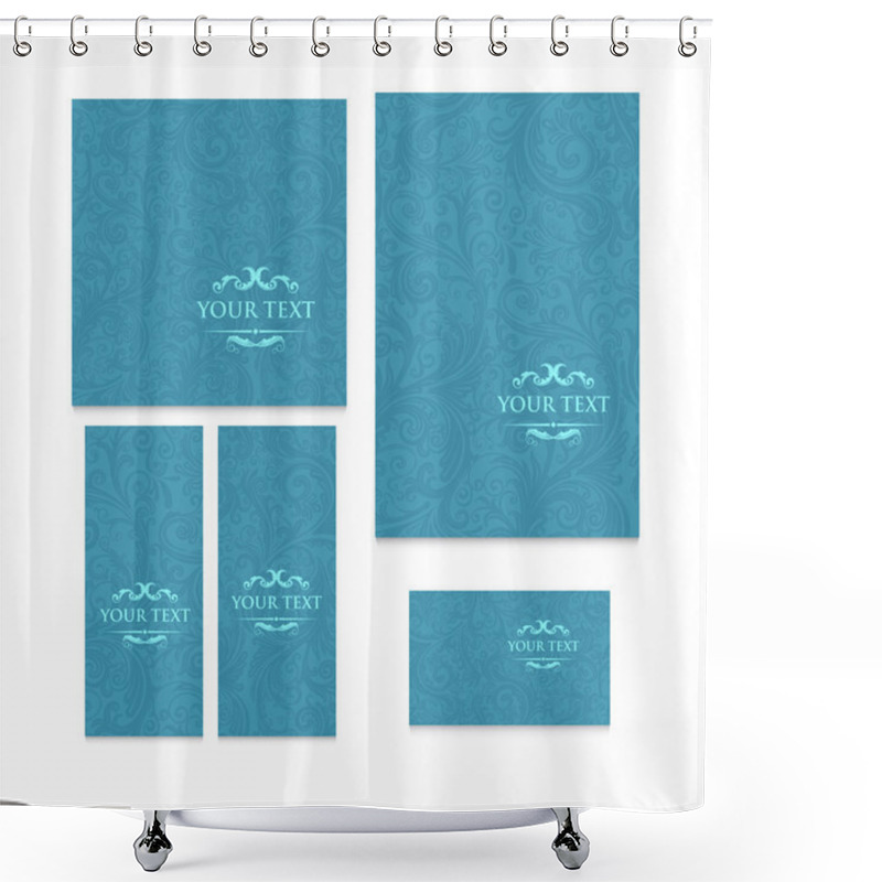 Personality  Set Of Vector Blue Pattern In Victorian Or Baroque Style Shower Curtains