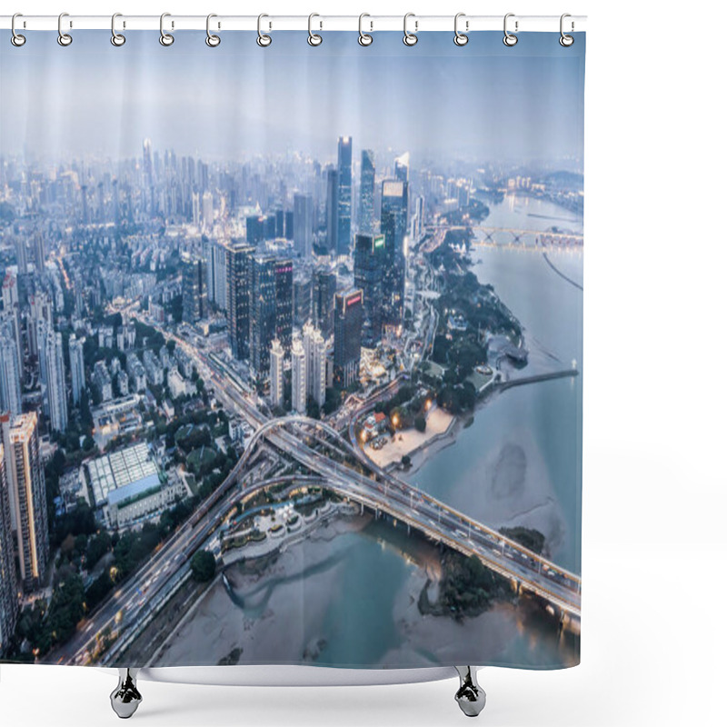 Personality  Cityscape Of Fuzhou City, Fujian Province, China Shower Curtains