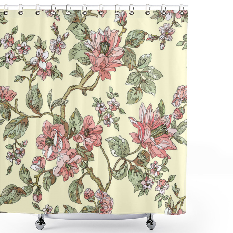 Personality  Spring Garden Flowers Pattern Shower Curtains