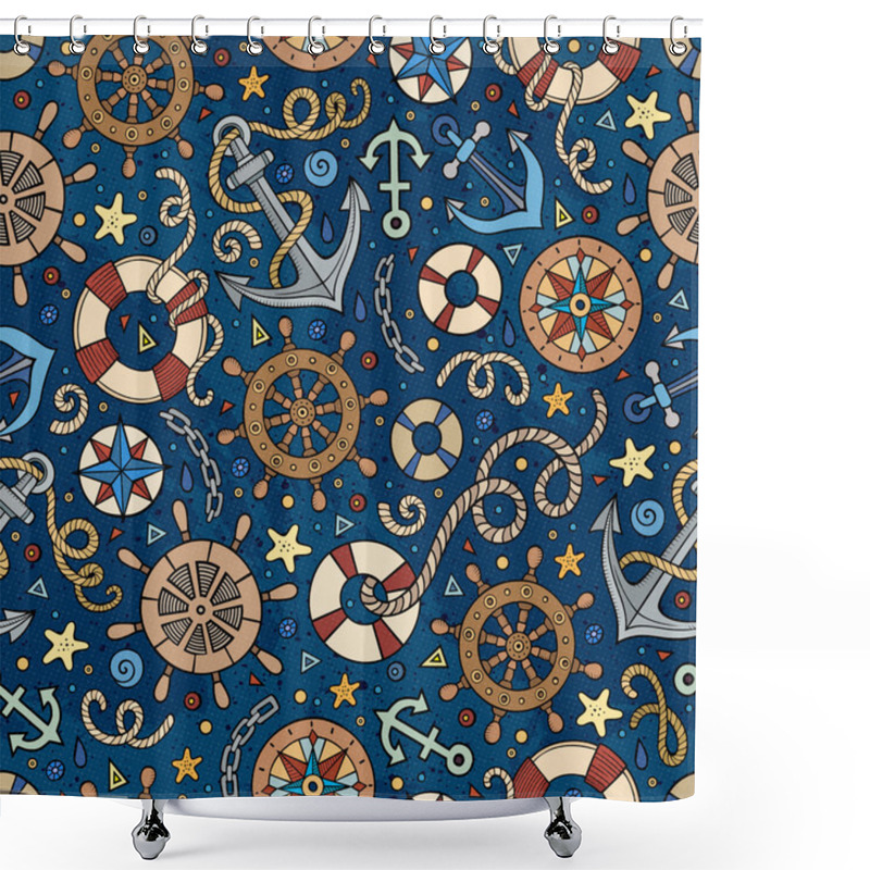 Personality  Cartoon Nautical Seamless Pattern Shower Curtains