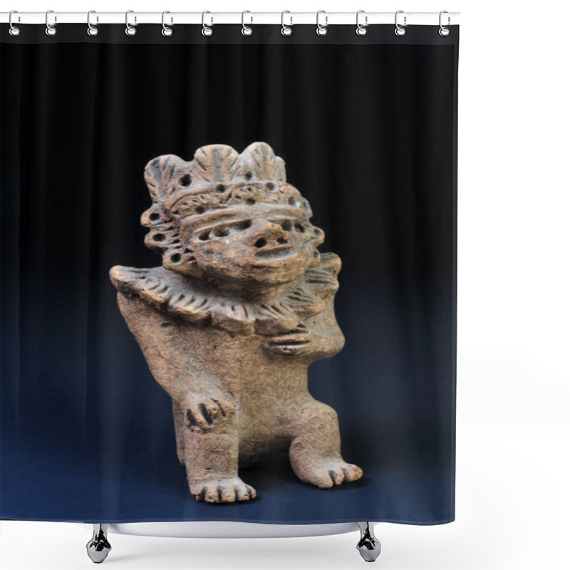 Personality  Pre Columbian Clay Warrior. Shower Curtains