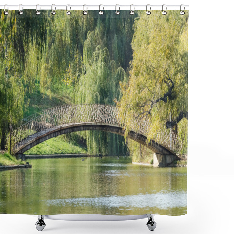 Personality  Arched Bridge Over Lake Shower Curtains