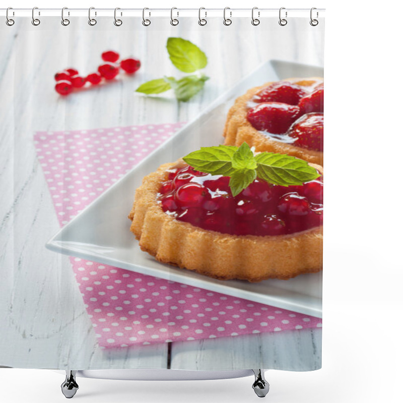 Personality  Strawberry And Currant Tarts Shower Curtains