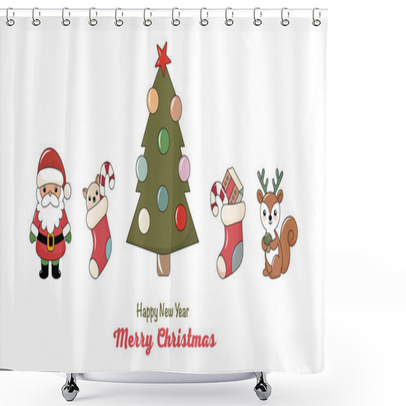 Personality  Christmas; New Year; Santa Claus; Gift; Christmas Tree; Christmas Tree; Christmas Toy; Christmas Sock; Lollipop; Candy; Reindeer; Snow Globe; Winter; Winter Holidays; Holiday; Christmas Decor; Winter Fairy Tale; New Year's Eve; Gift Box; Polar Bear;  Shower Curtains