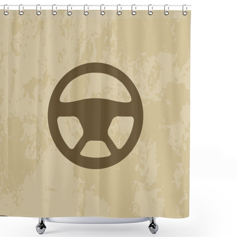 Personality   Steering Wheel Icon On Grunge Background  Shower Curtains