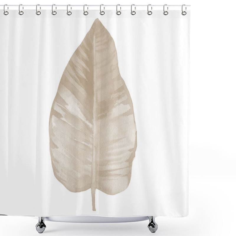 Personality  Watercolour Dried Leaf. Plant Element For Pattern, Print, Background, Cards, Banners Design In Autumn Mood. Botanical Abstract Illustration On White. Shower Curtains