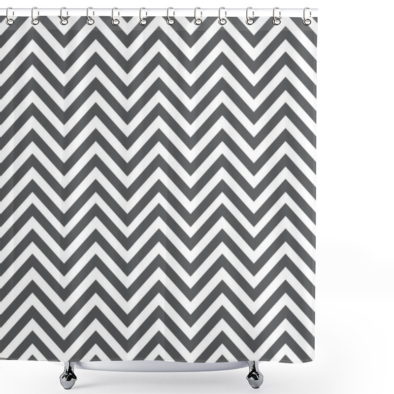 Personality  White And Gray Geometric Chevron Pattern Shower Curtains