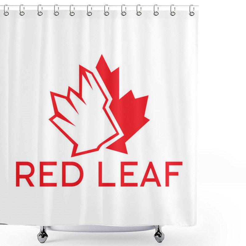 Personality  Red Maple Leaf Logo Design. Shower Curtains