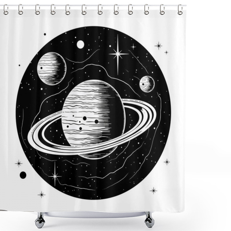 Personality  Tattoo Astrology Vector Art Universe Space Tattoo Print Magic Astronomy Graphic With Planets Shower Curtains