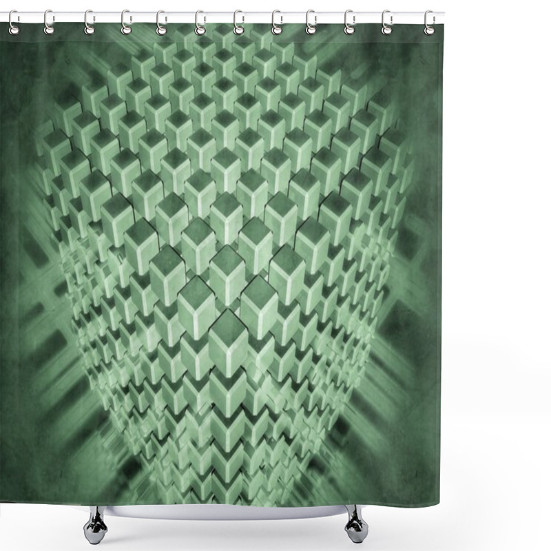 Personality  Set Of Cubes Surrounded With Luminous Flows Shower Curtains