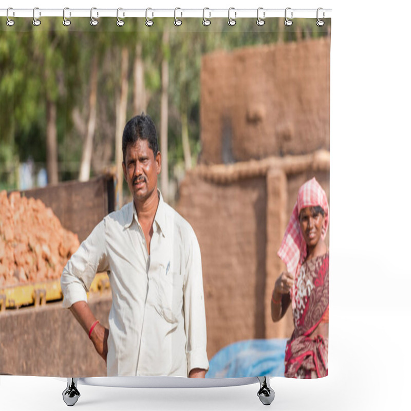 Personality  PUTTAPARTHI, ANDHRA PRADESH, INDIA - JULY 9, 2017: Portrait Of An Indian Man. Copy Space For Text.                        Shower Curtains