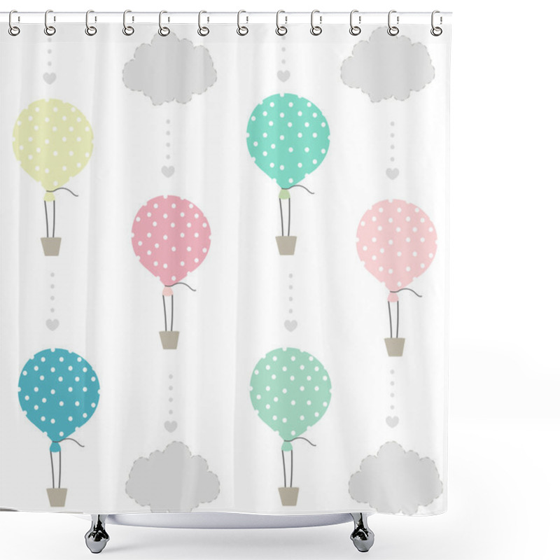 Personality  Balloon And Clouds Baby Pattern, Wallpaper Shower Curtains