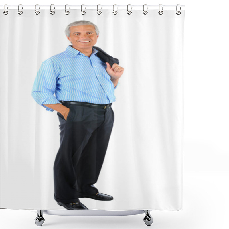 Personality  Businessman With Jacket Over Shoulder Shower Curtains