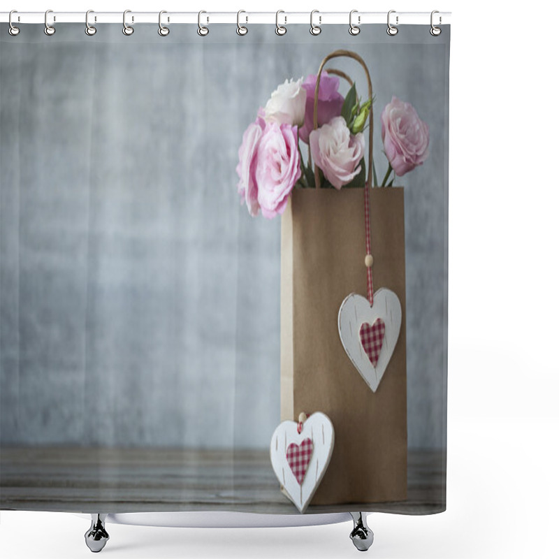 Personality  St. Valentines Day Minimalistic Background With Flowers Shower Curtains