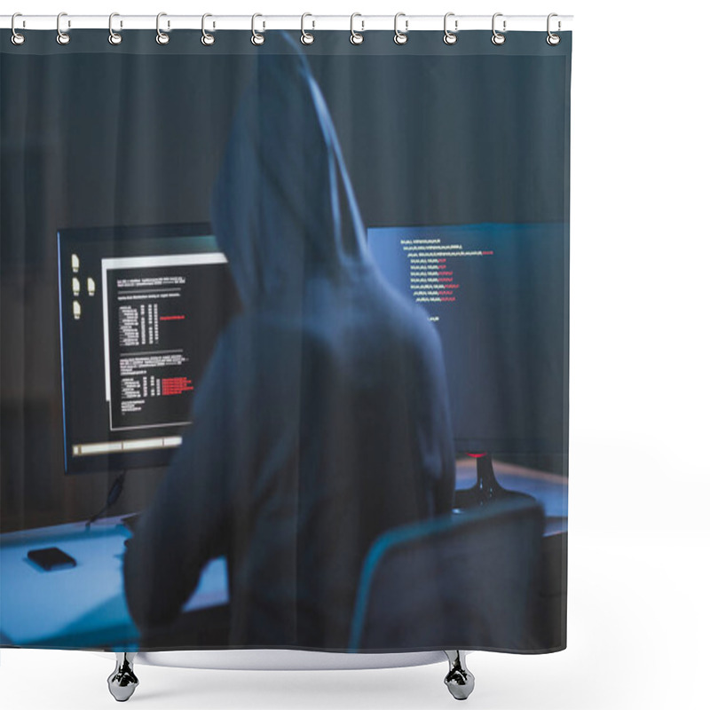 Personality  Hacker Using Computer Virus For Cyber Attack Shower Curtains