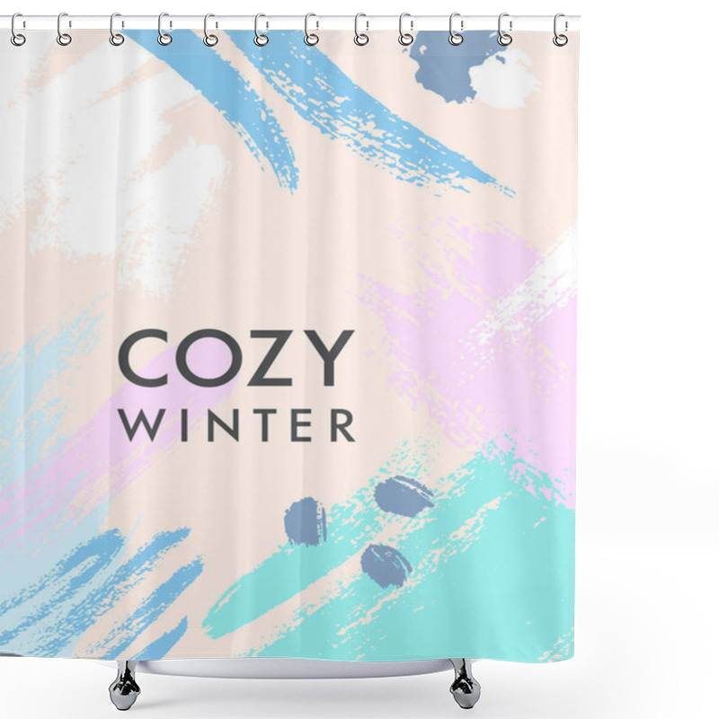 Personality  Trendy Winter Poster With Hand Drawn Shapes And Textures In Soft Pastel Colors.Unique Graphic Design Perfect For Prints,flyers,banners,invitations,special Offer And More.Modern Vector Illustration. Shower Curtains