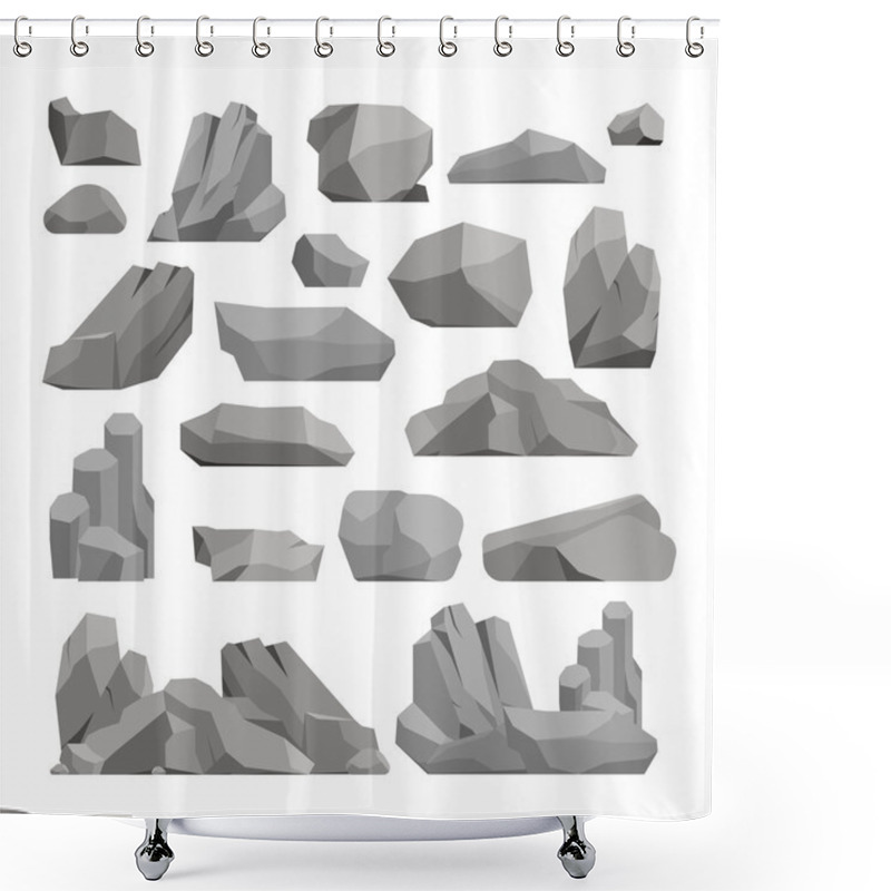 Personality  Rocks And Stones Vector Illustration Shower Curtains