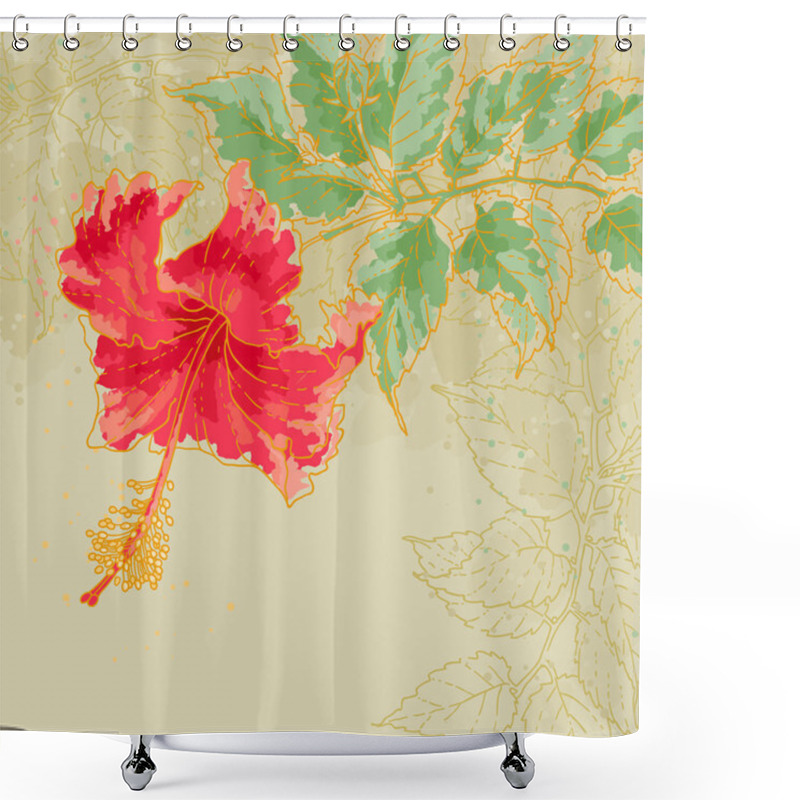 Personality  Hibiscus Flower On Toned Background Shower Curtains