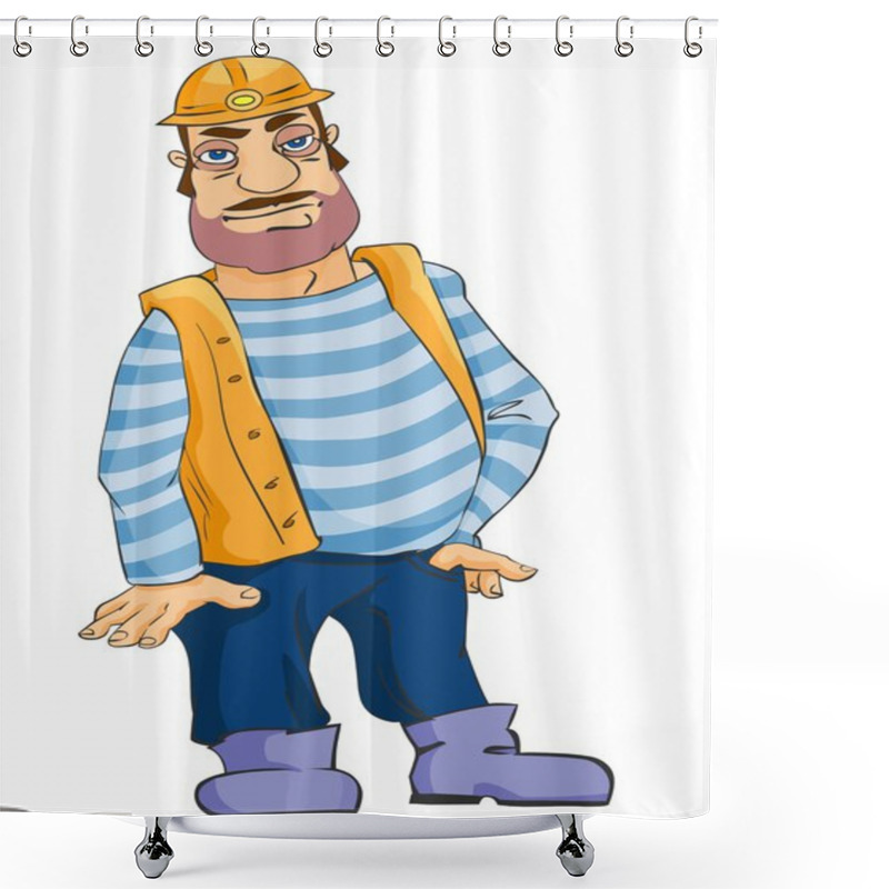 Personality  Cartoon Miner Character Shower Curtains