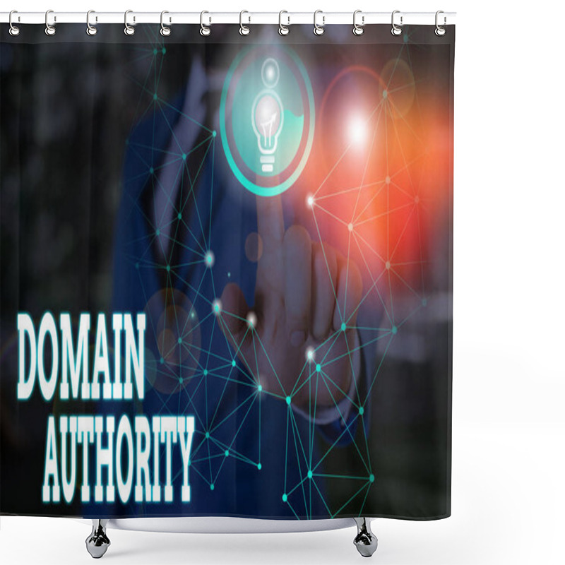 Personality  Writing Note Showing Domain Authority. Business Photo Showcasing Calculated Metric For How Well A Domain Is Likely To Rank. Shower Curtains