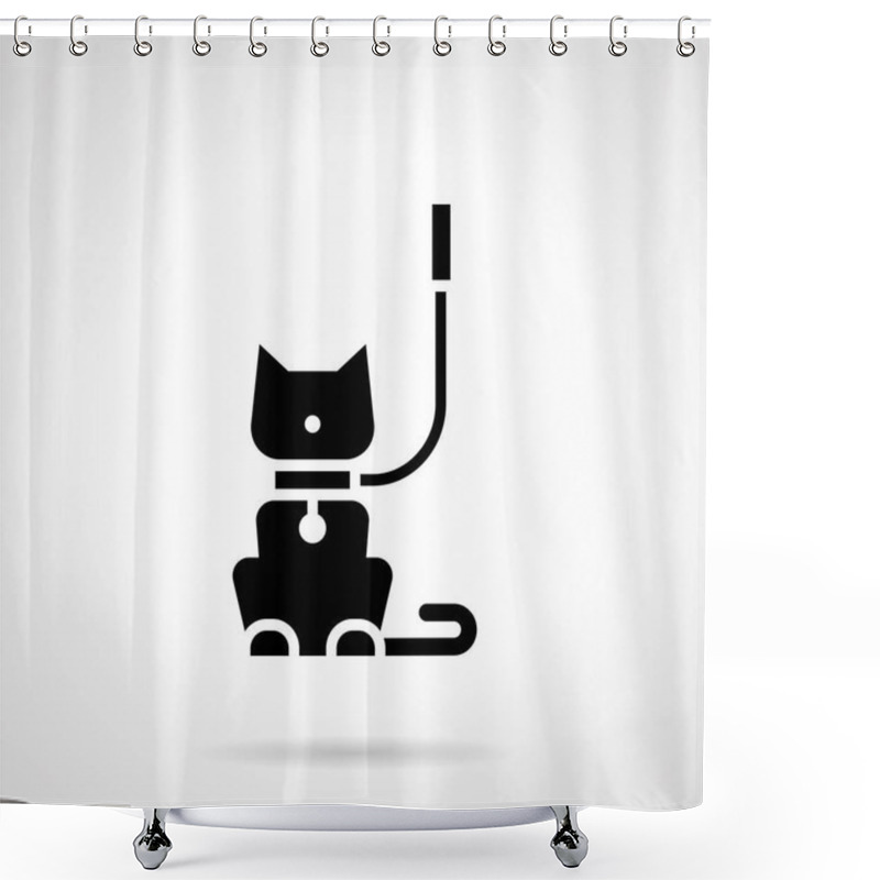 Personality  Cat Walking Glyph Style Vector Icon Shower Curtains