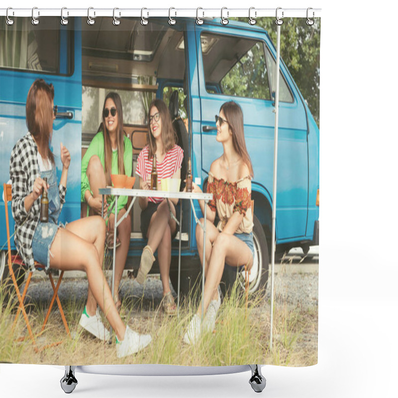 Personality  Young Women Travelling By Minivan Shower Curtains