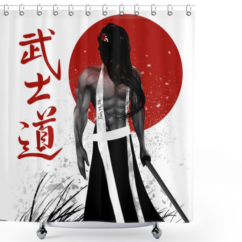 Personality  Samurai With Background Shower Curtains