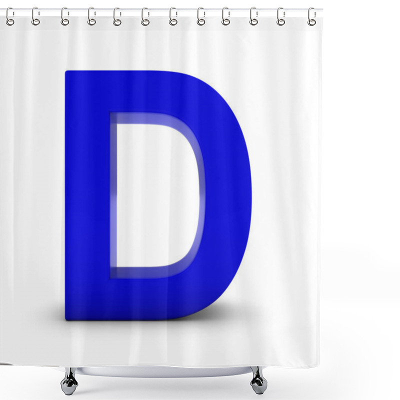 Personality  Blue Letter D Isolated On White With Shadows 3D Illustration Shower Curtains