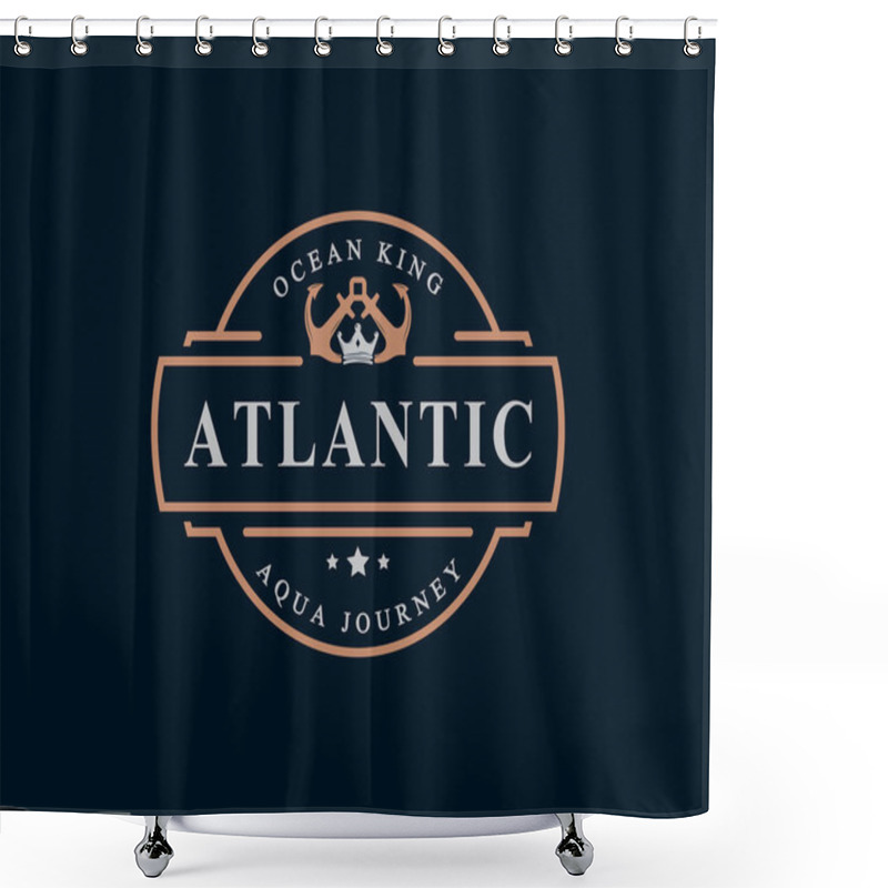 Personality  Vintage Retro Badge Nautical King Anchor Emblem With Anchor And Crown For Marine Logo Design Symbol Shower Curtains