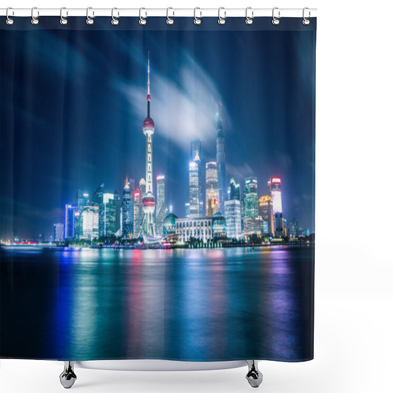 Personality  Shanghai Skyline At Night Shower Curtains