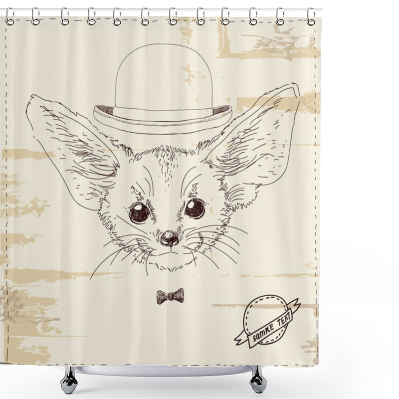 Personality  Hipster Fox With Large Ears Shower Curtains