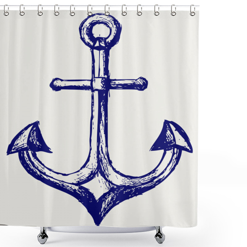 Personality  Anchor Sketch Shower Curtains