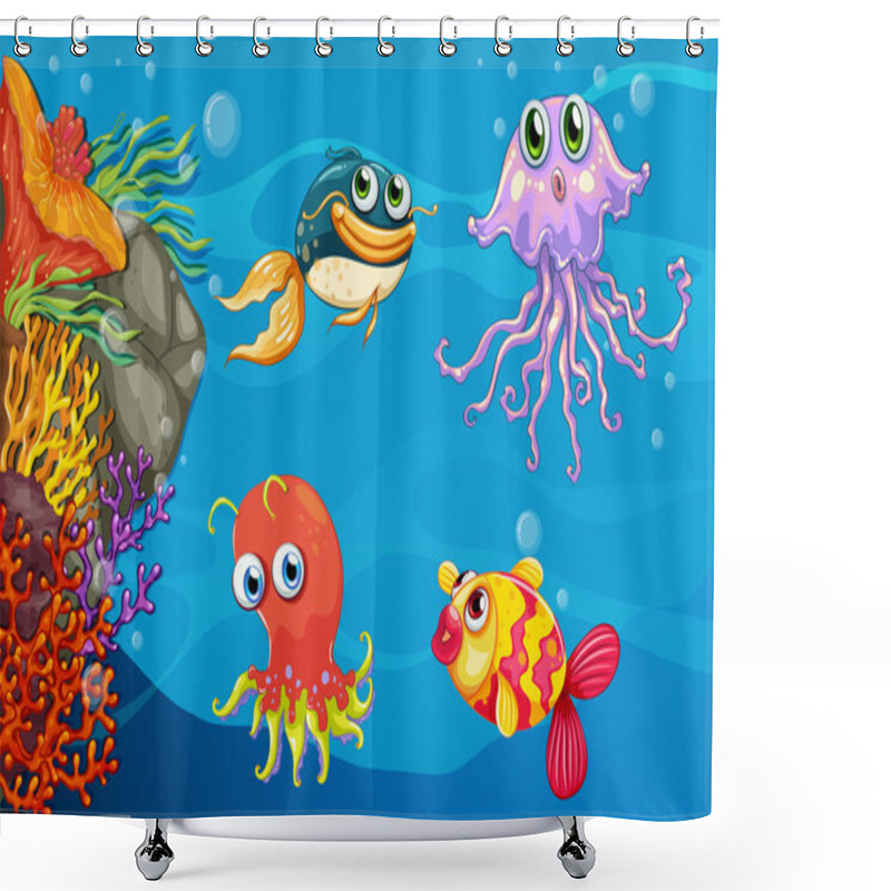 Personality  Under Water Creatures Shower Curtains