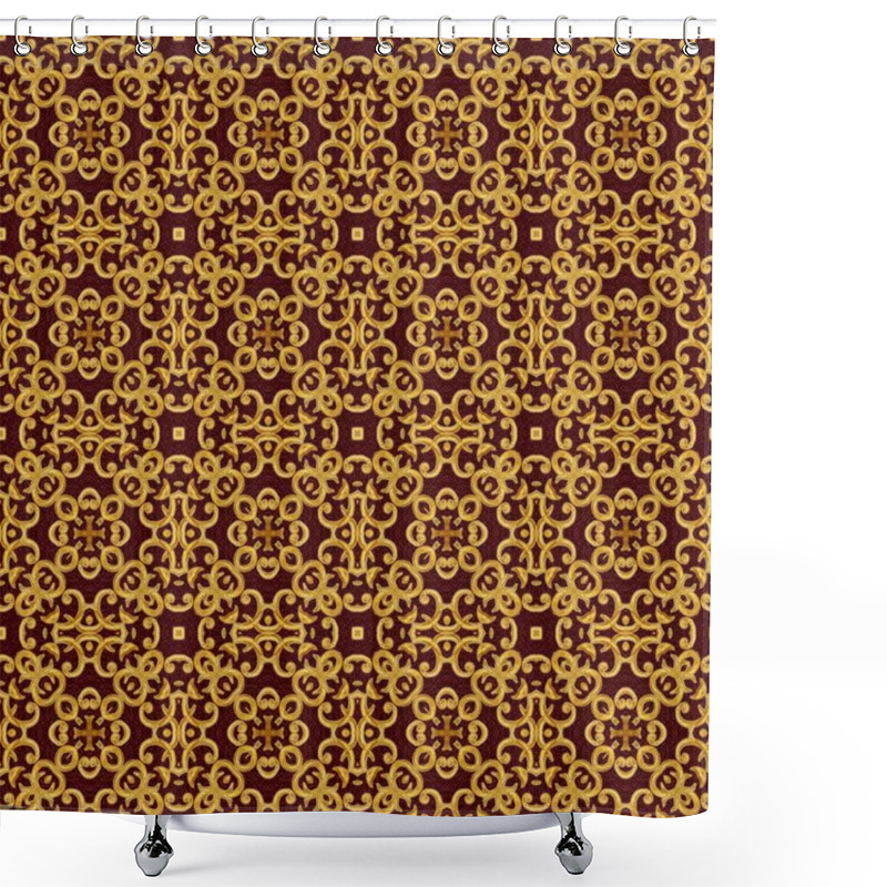 Personality  Abstract Geometric Pattern Seamless. Arabesque, Brilliant Sparkling Delicate Curls. Oriental Style, Mosaic, Lace Weaving. Shower Curtains