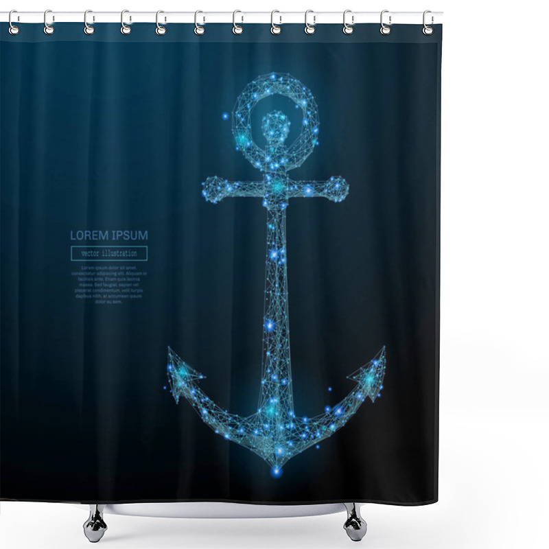 Personality  Anchor Low Poly Blue Shower Curtains