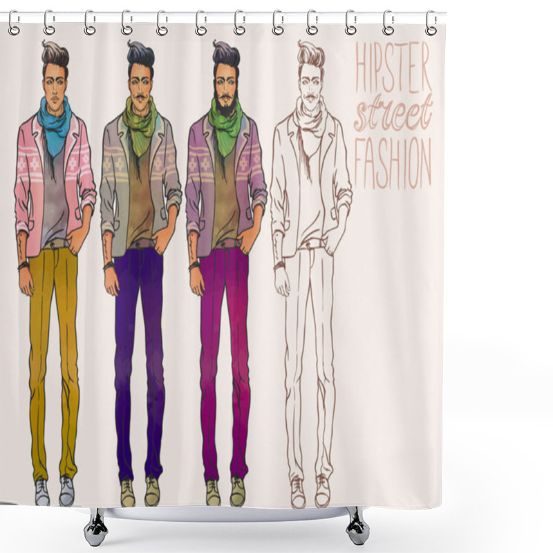 Personality  Hipster Fashion Trendy Men. Shower Curtains