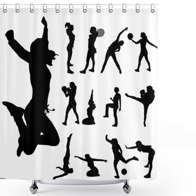 Personality  Vector Silhouette Of Sport. Shower Curtains