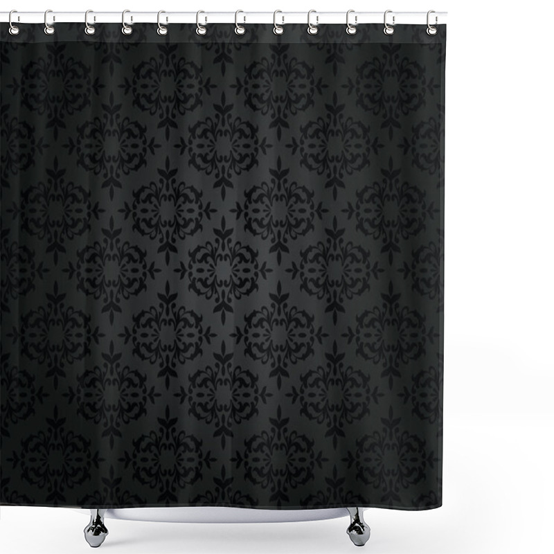 Personality  Seamless Black Floral Damask Wallpaper Pattern Shower Curtains