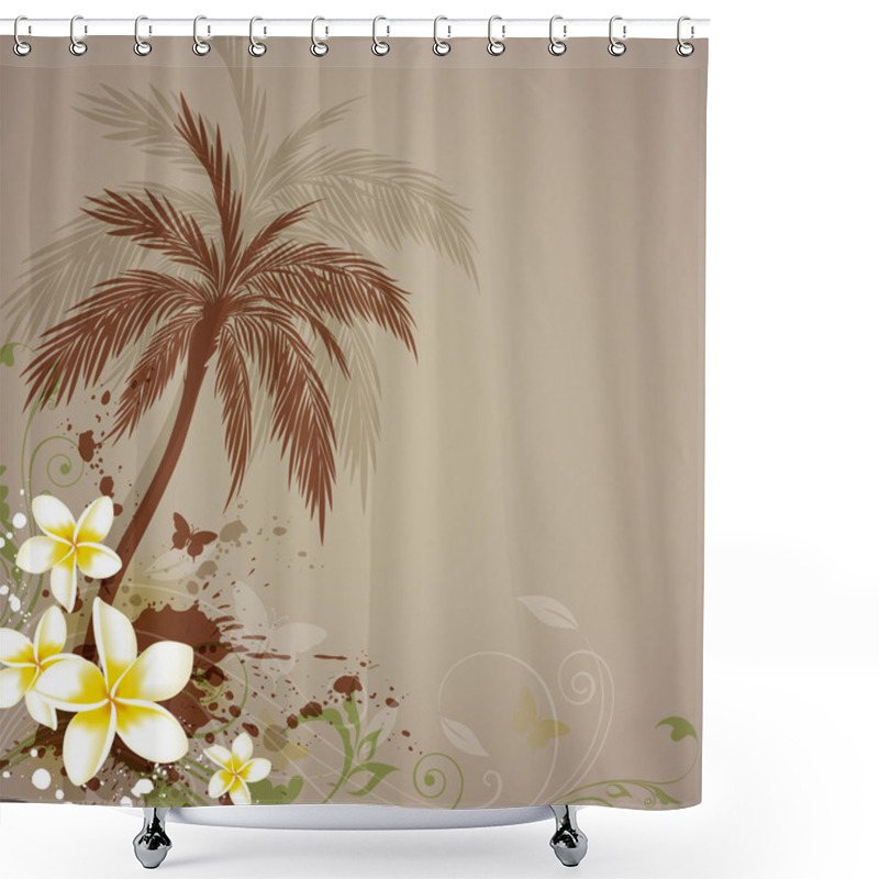 Personality  Background With Flowers And Palm Shower Curtains