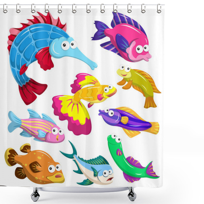 Personality  Cartoon Sea Animal Illusration Collection Shower Curtains