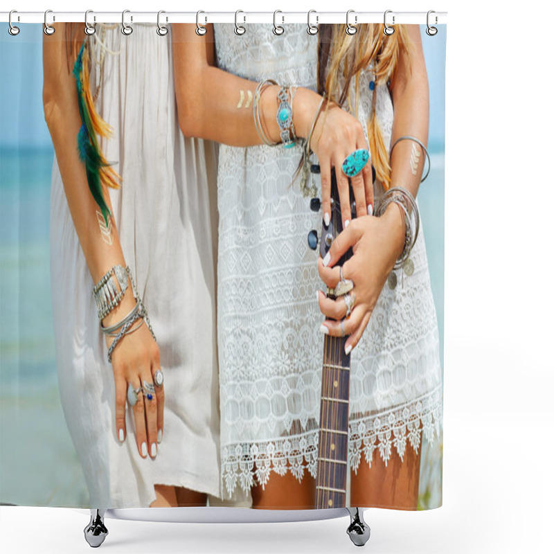 Personality  Attractive Boho Girls Close Up Shower Curtains