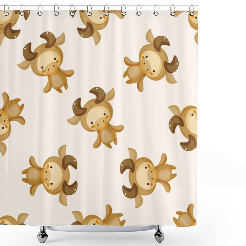 Personality  Constellation Taurus , Cartoon Seamless Pattern Background Shower Curtains