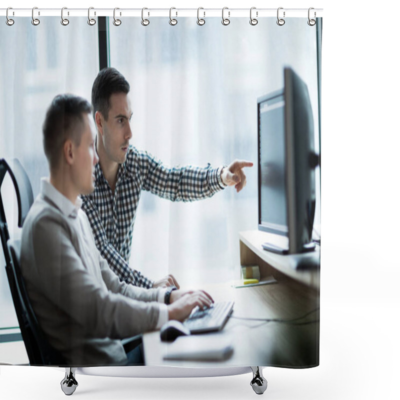 Personality  Picture Of Business People Working Together In Office Company Shower Curtains