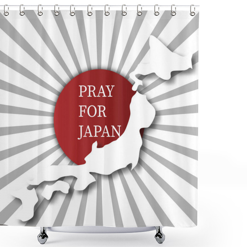 Personality  Pray For Japan. Abstract Background Concept. Red Spot White Grey Sun Burst Background. For Advertising Making Donate Of Earthquake Flood And Tsunami In Hokkaido Kumamoto City In Japan Map Shower Curtains