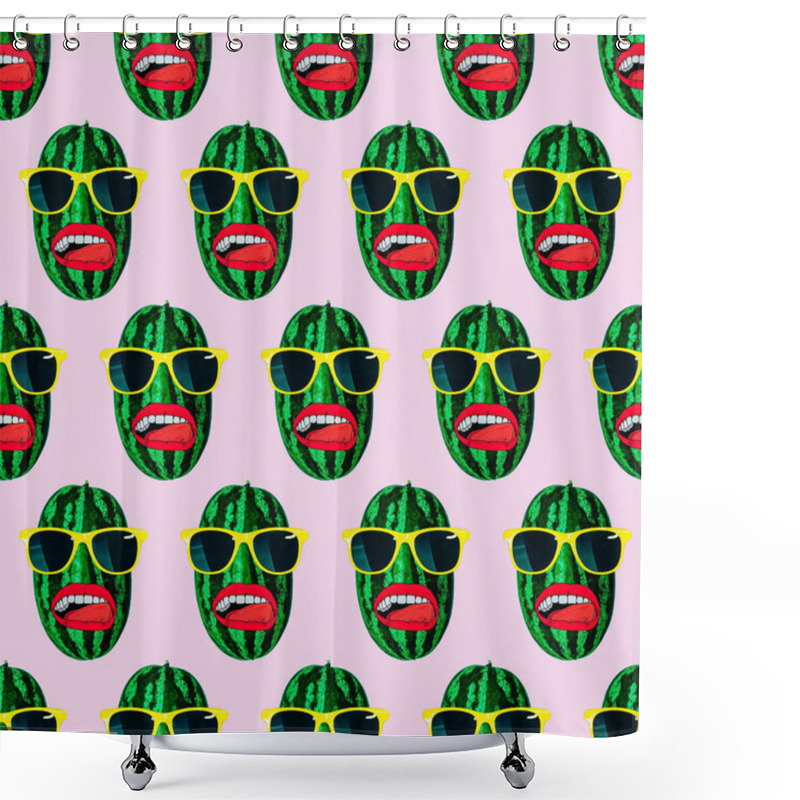 Personality  Seamless Fashion Watermelon Pattern  Use For T-shirt, Greeting Cards, Wrapping Paper, Posters, Fabric Print. Minimal Flat Lay. Summer Pattern Style Shower Curtains