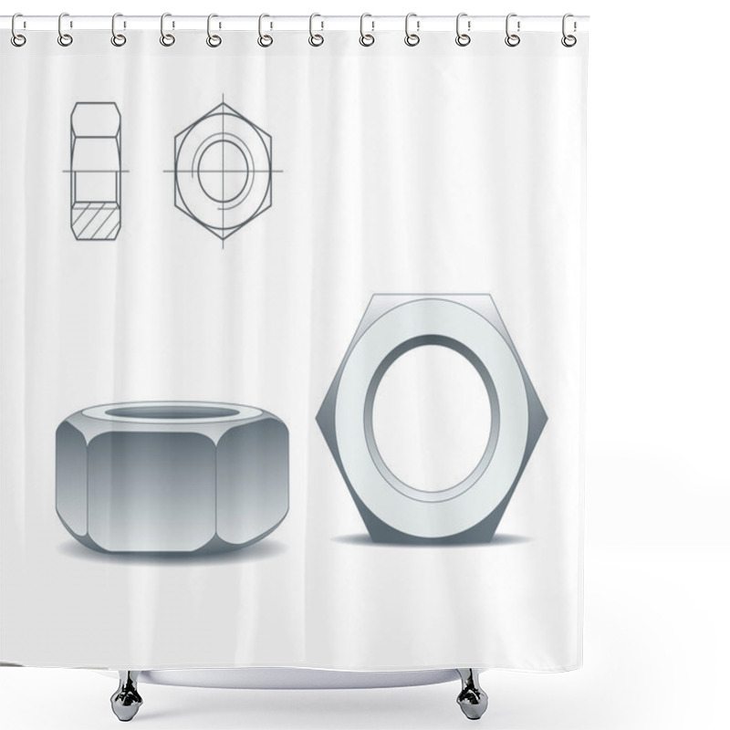 Personality  Two Metal Nuts Shower Curtains